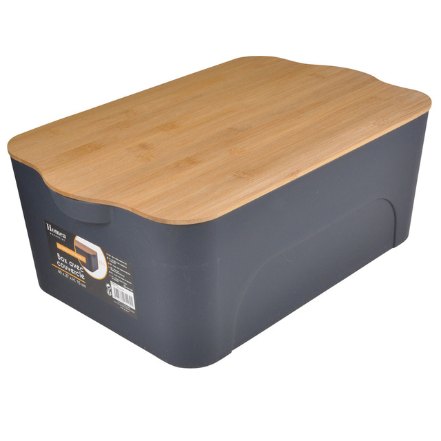 Cutie din plastic cu capac din bambus, 5 litri