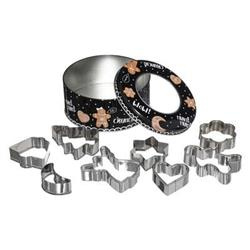 Set 8 forme pentru decupat prajituri cu cutie metalica, pentru Craciun