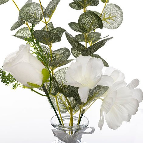 Flori artificiale pentru casa, buchet in vaza de sticla, 39 cm