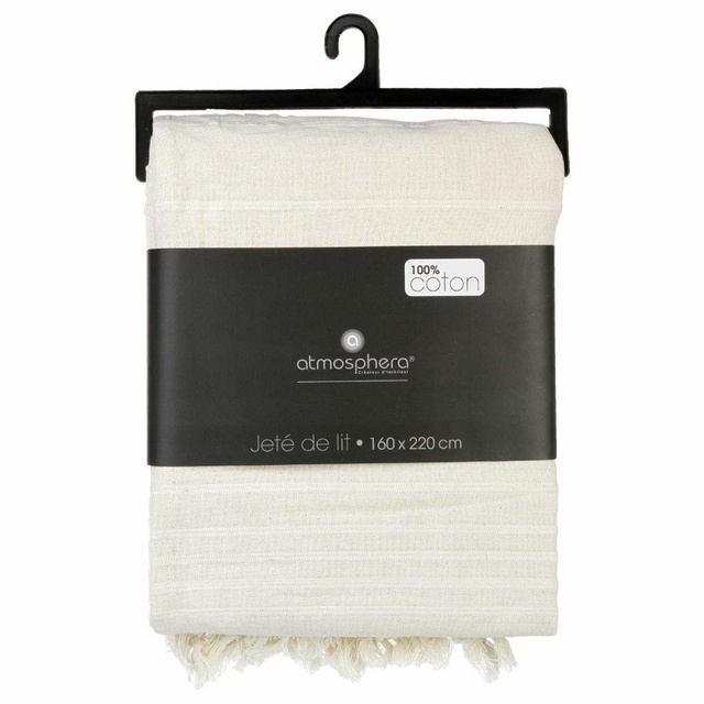 Cuvertură de pat 160 x 220 cm, culoare fildeș, Atmosphera