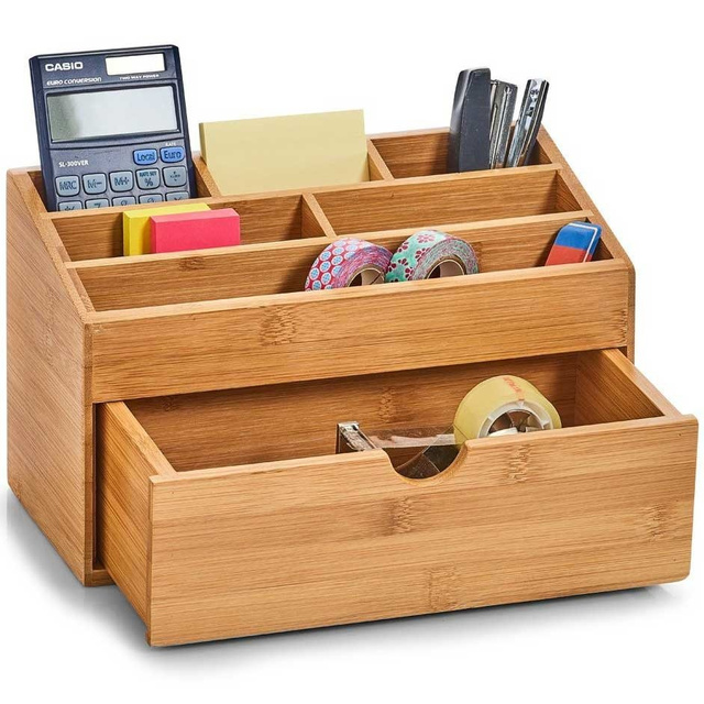 Organizator Zeller, 7 compartimente, Bambus, Maro