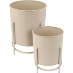 Capace metalice pentru ghivece OMEE, 2 bucăți, Ø 17 + Ø 20 cm, nisipiu