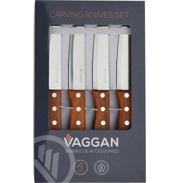 Cuțite pentru friptură cu mâner din lemn, 4 buc.