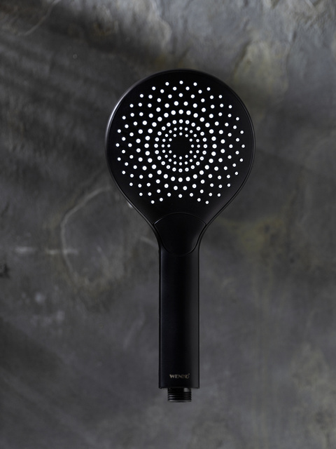 Cap de duș cu economie de apă, Ø 12 cm, negru mat, WENKO