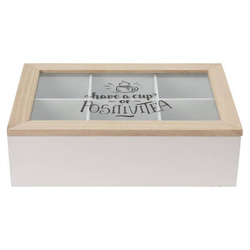 Cutie de ceai, din lemn, 24 x 17 x 7 cm, alb