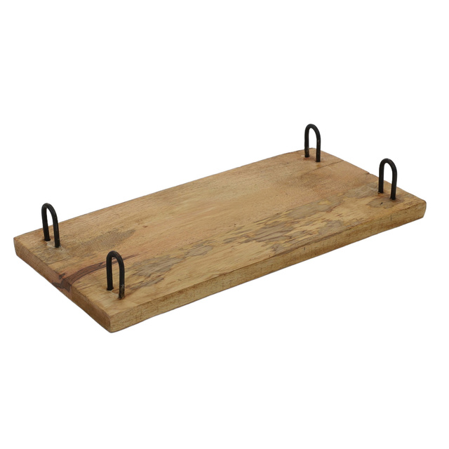 Duża deska do serwowania z drewna mango, taca na nóżkach doskonała na duży i mały poczęstunek