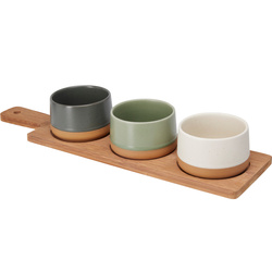 Boluri ceramice pentru gustări VOYO, 3 bucăți pe tavă dreptunghiulară