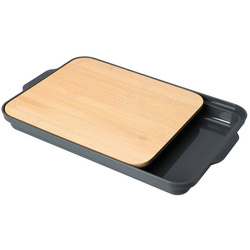 Tocator din bambus cu tava, 37 x 24 cm