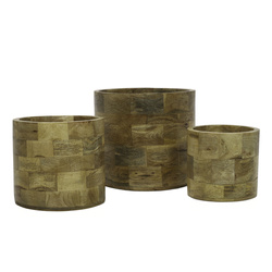 Masche pentru ghivece OLLI din lemn de mango, 3 bucăți