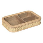 Cutie de bijuterii cu decor, ratan, 28 x 18 cm