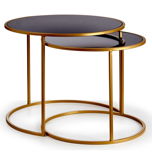 Măsuță coș LUVO cu blat auriu, Ø 52 cm