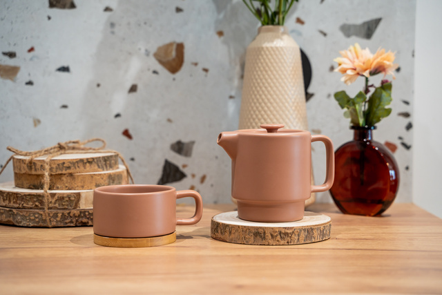 Suporturi din lemn NATURAL pentru farfuri, set de 4