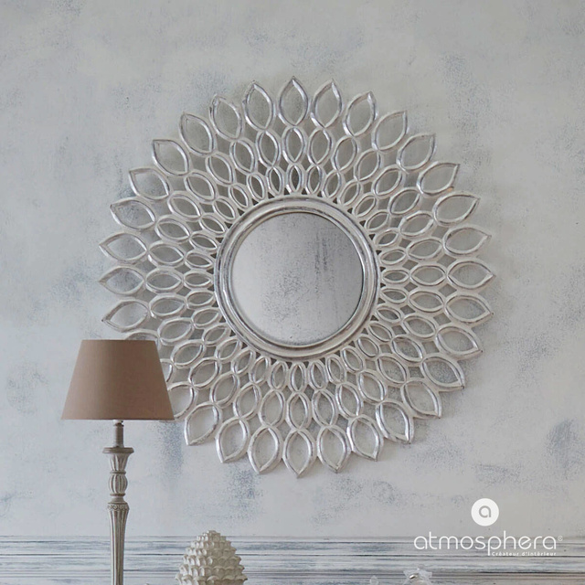 Oglindă decorativă FLOWER, Ø 90 cm, cadru decorativ