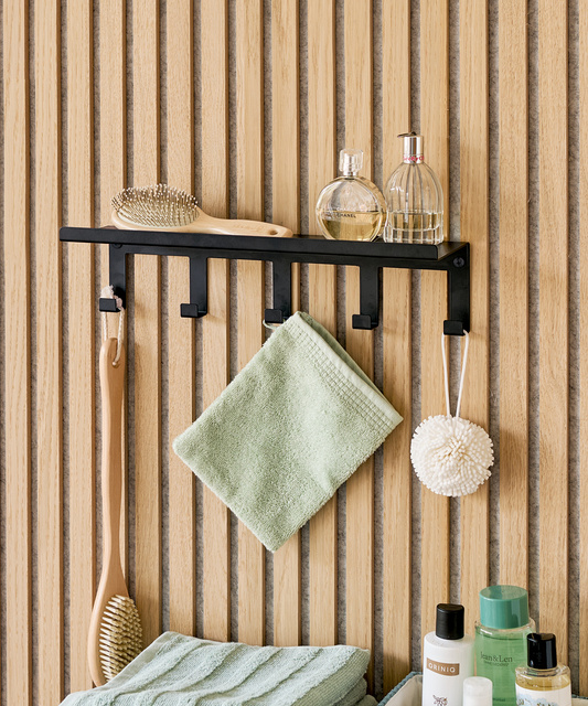 Cuier metalic pentru hol cu raft NORDIC SPACE, 40 × 10 × 11 cm