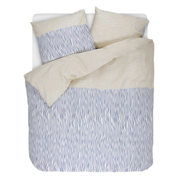 Set de lenjerie din bumbac satinat cu modele în culorile albastru și bej, 200 x 220 cm, Esprit