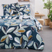 Set lenjerie de pat din bumbac Leaves, reversibila, 220 x 240 cm
