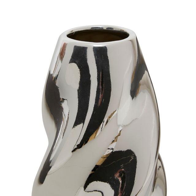 Vază argintie TWISTED SKY, ceramică, înălțime 21 cm