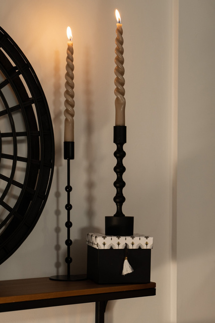 Sfeșnic negru, aluminiu, 23 cm