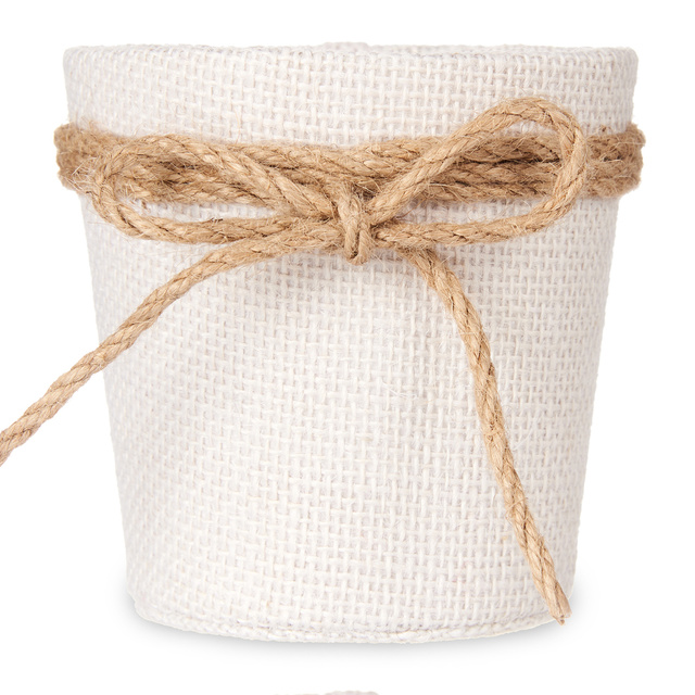 Husa pentru ghiveci impletit cu fundita de iuta, Ø 10 cm