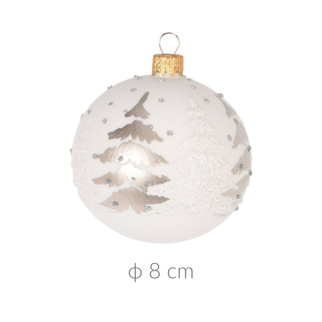 Globulet de sticlă, decor cu sclipici, Ø 8 cm