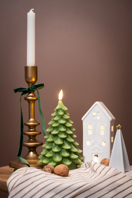 Casă decorativă din ceramică LED, 16 cm