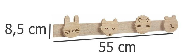 Cuier pentru copii ANIMAL, 55 cm, motiv animale