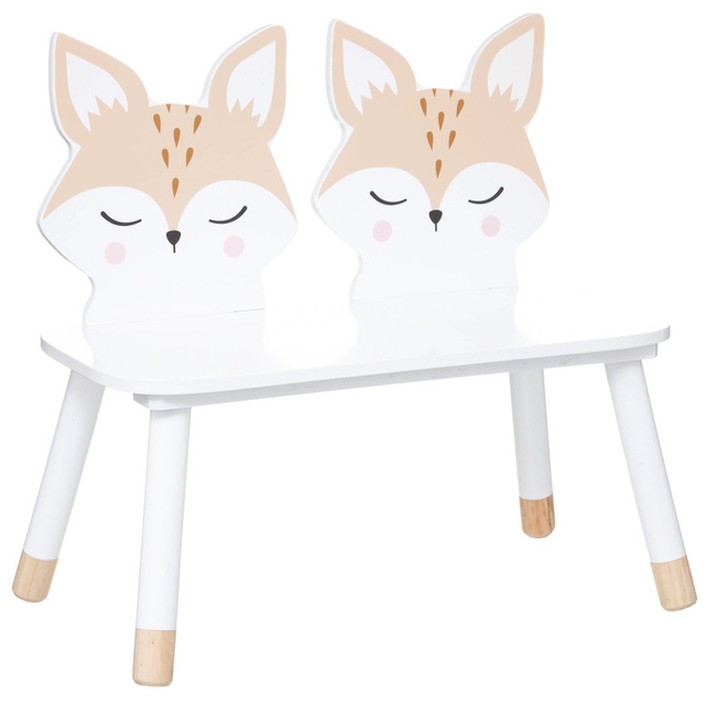 Bancuta pentru copii Vulpea, cu picioare din lemn de pin, 56 x 28 x 52,5 cm