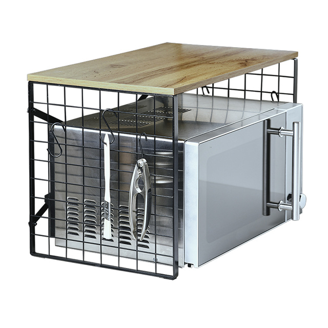 Raft de bucatarie metalic cu carlige, stejar, 52 x 32,5 cm