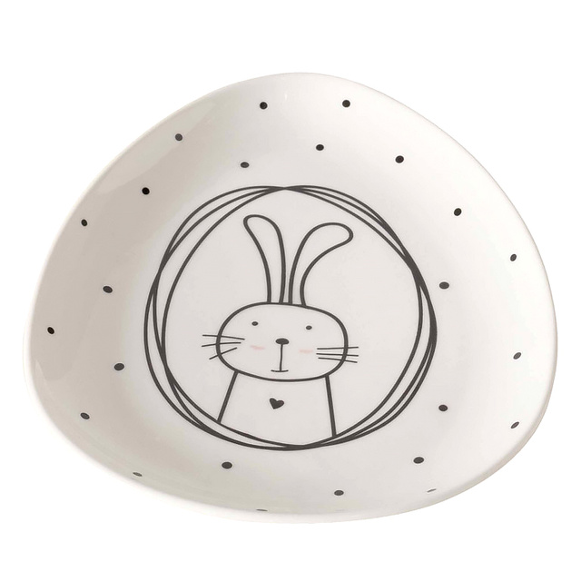 Farfurie cu forma neregulata Hoppy, model cu iepuras, 20 x 16 cm.
