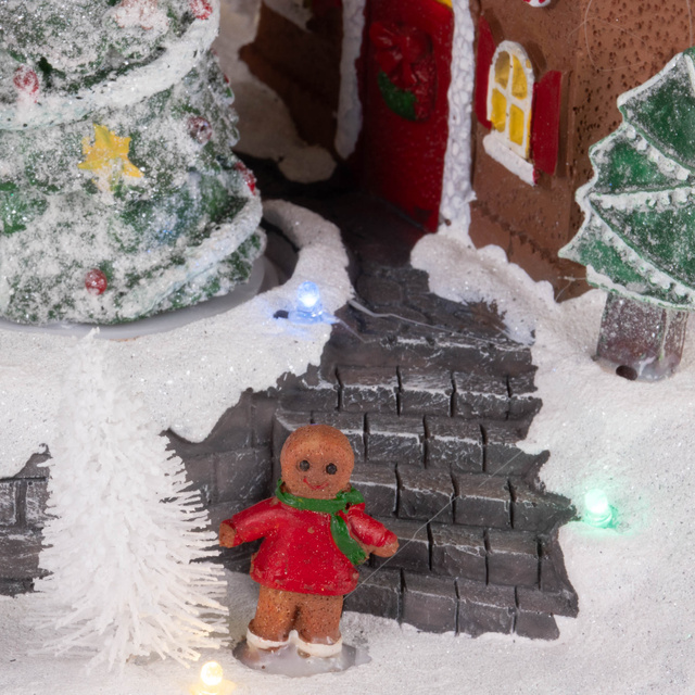 Figurina scena de Craciun mobila, case de turta dulce, 31 x 23 cm