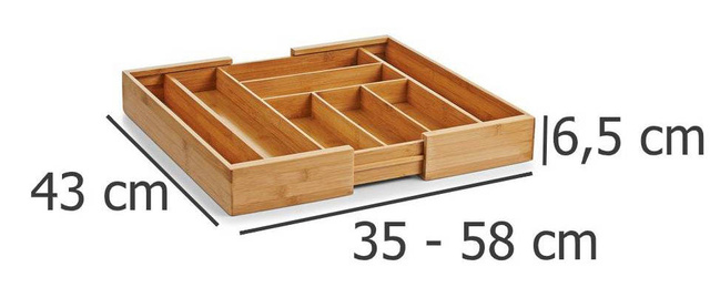 Container extensibil pentru tacâmuri, inserție pentru sertar, 35 - 58 x 43 x 6,5 cm, ZELLER