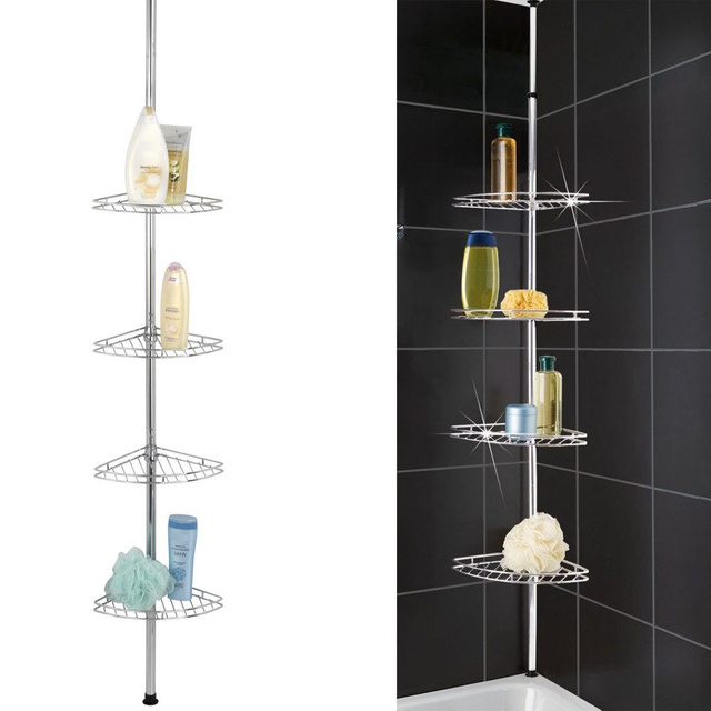 Raft de baie colțar, telescopic pentru duș - până la 4 niveluri