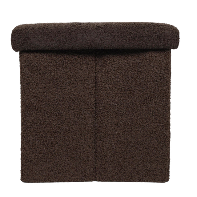 Taburet bouclé cu spațiu de depozitare BINI, 38 x 38 x 38 cm