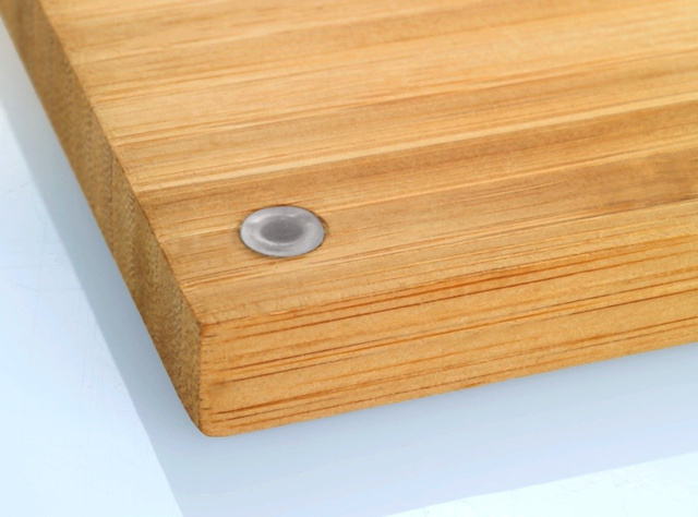 Tocator de bucatarie, Tava inclusa, Bambus/Otel, Maro