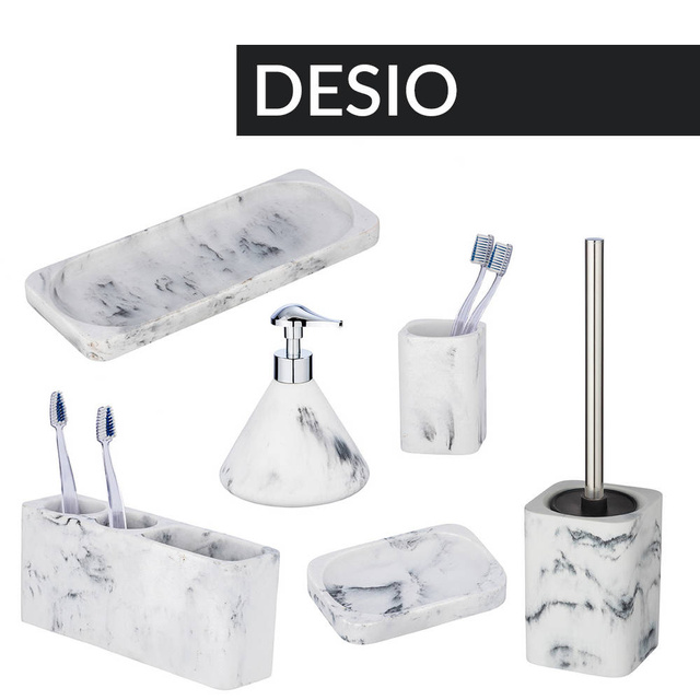 Raft pentru baie DESIO, polirasina efect marmura, alb, Wenko