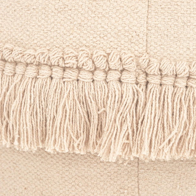 Puf boho cu franjuri, bumbac reciclat, 65 x 45 x 35 cm