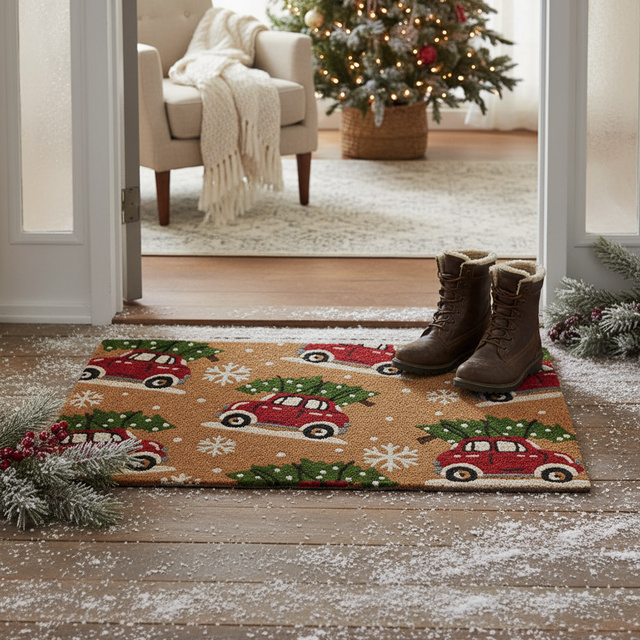 Covoare de Crăciun din fibră de nucă de cocos, 59x39 cm, model 3