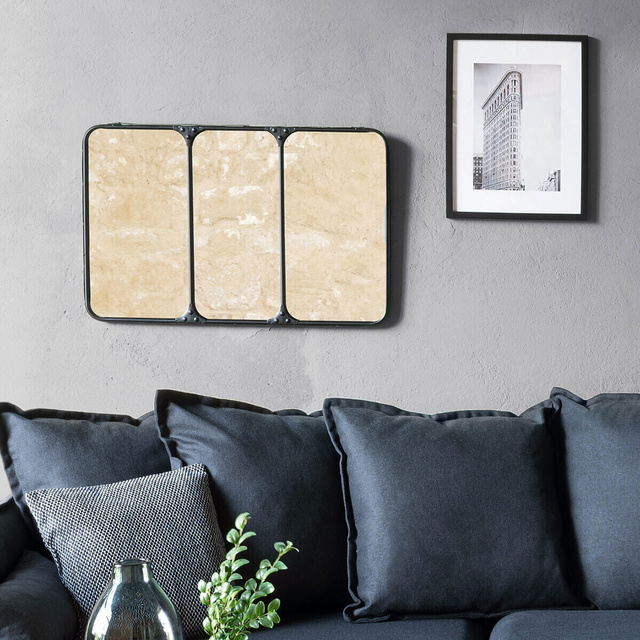 Oglindă triplă în cadru metalic, oglindă decorativă în stil modern - 45 x 70,5 cm, Atmosphera Créateur d'intérieur