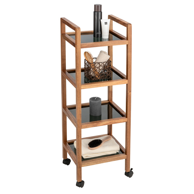 Etajeră mobilă din lemn de salcâm FONDI, 4 niveluri, înălțime 101,5 cm