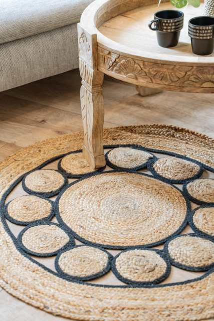 Covor boho rotund din iută, Ø 90 cm