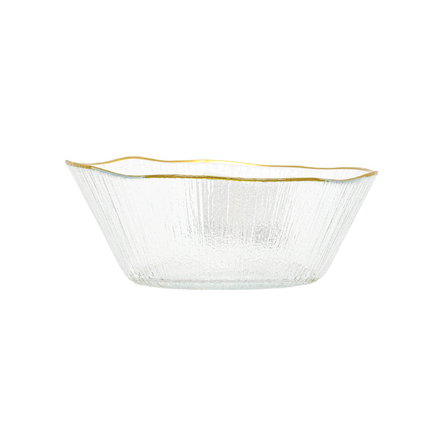 Bol de sticlă cu margine aurie DATURA, 15 cm