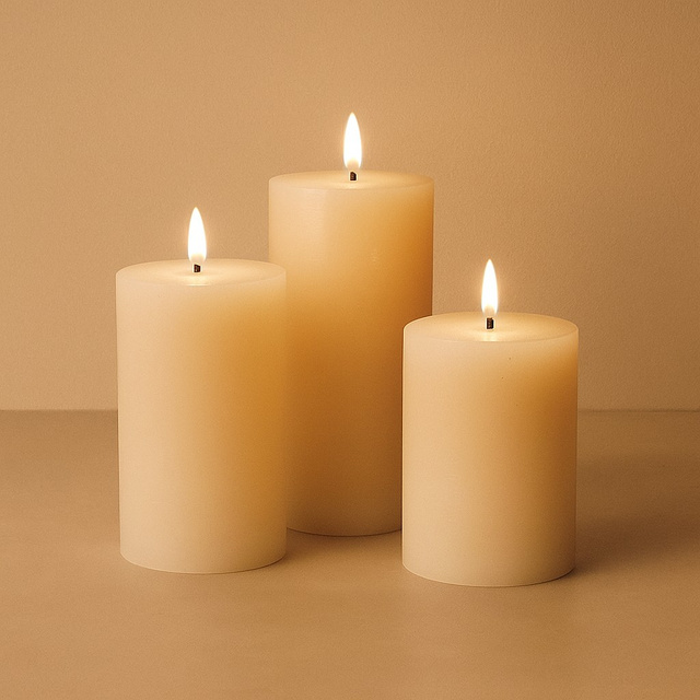 Lumânări decorative LED Ø 7,5 cm, 3 buc.