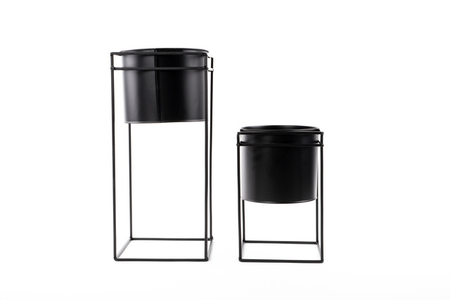 Set suport pentru flori modern din metal, 2 bucăți, negru
