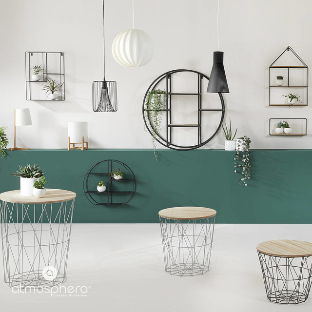 Masuta cafea Atmosphera Créateur d'intérieur, MDF/Metal, Maro/Negru, 41x39.5 cm