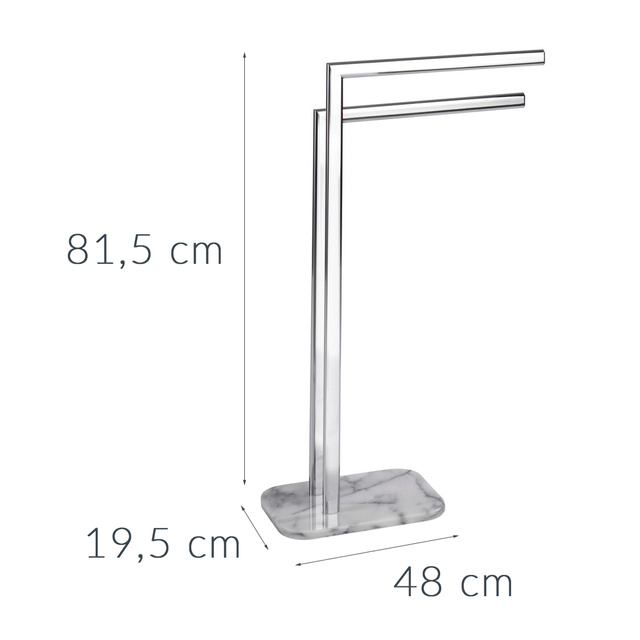 Suport prosoape de baie Baza de marmură ONYX, piatră naturală - 2 brațe, crom, WENKO