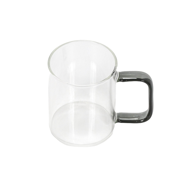 Cana de sticlă cu toartă colorată, 200 ml