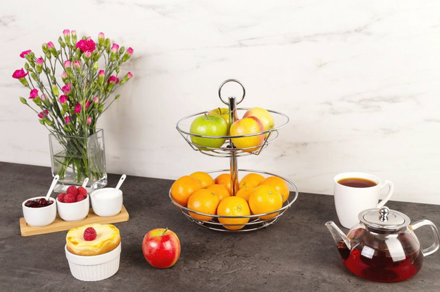 Platou pentru fructe, 2 niveluri - oțel cromat, ZELLER