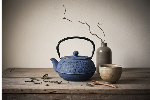 Ceainic din fontă cu infuzor KUMO, 1000 ml, bleumarin