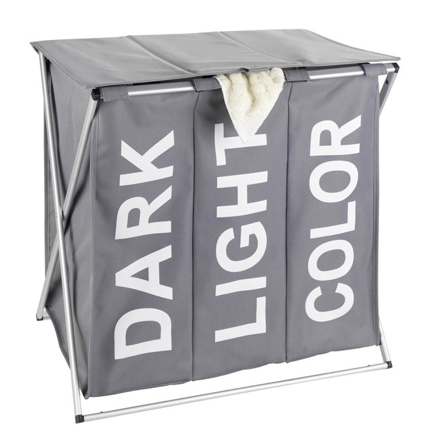 Coș de rufe cu trei compartimente, coș de rufe pliabil TRIO TOP - 57 x 57 x 38, WENKO