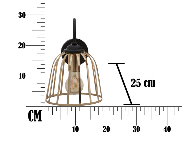 Aplica de perete cu abajur auriu, 18 x 25 x 28 cm